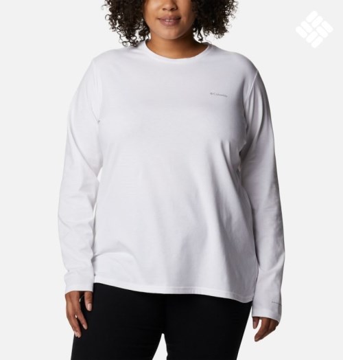 Columbia Sun Trek Long Sleeve Gensere Dame Hvite | Plus Size 60753R